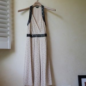 Theory Cream and Black Polka Dot Beaded Dress